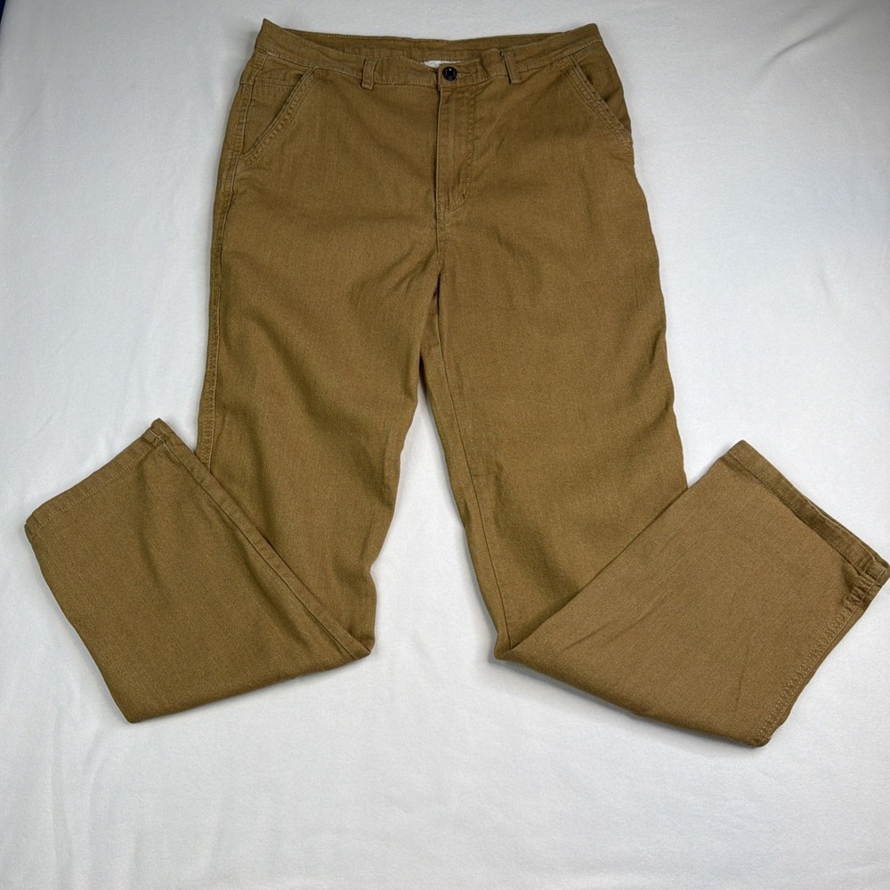 Mens Khaki Stretch Jeans 34x31 Brown Straight Leg 5 Pocket Casual Pants
